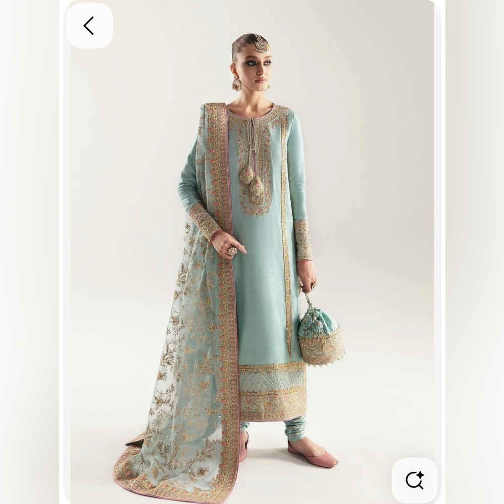 New Pakistani Indian Elegant Embroidered Blue shalwar kameez #806 - Picture 1 of 11